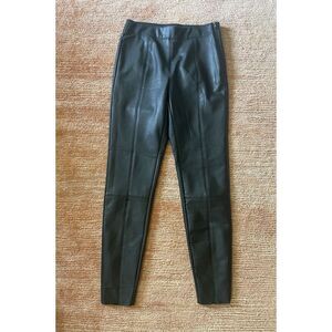 NWOT Topshop Women Black Faux Leather leggings, Side Zip fleece inside Size 10
